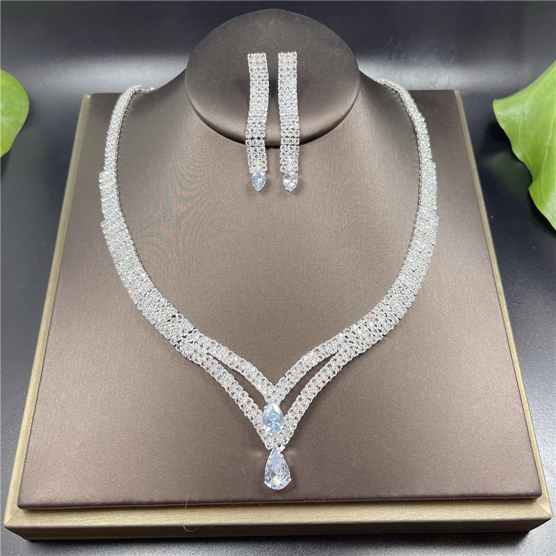 Silver Color Rhinestone Bridal Jewelry