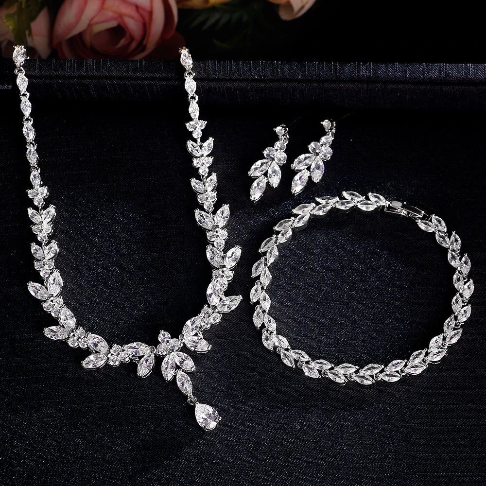 Luxury Brilliant Necklace Earrings Rings Bracelets for Women