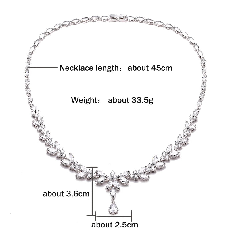 Luxury Brilliant Necklace Earrings Rings Bracelets for Women